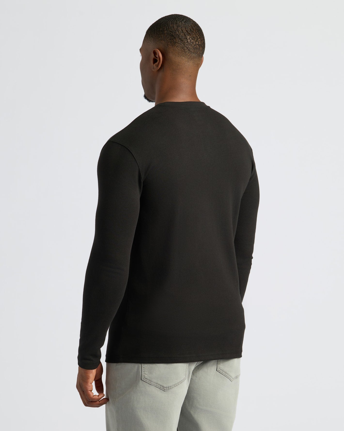 Black Tall Heavyweight Long Sleeve Pocket Crew