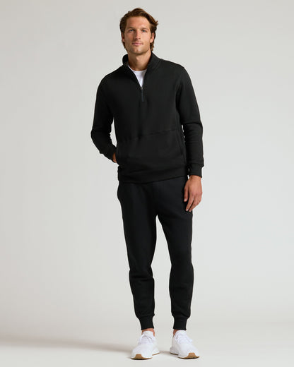 Black Quarter Zip Fleece Sweatshirt