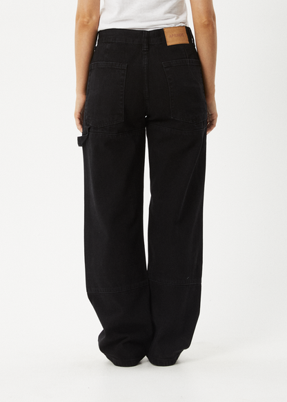AFENDS Womens Moss - Denim Workwear Jean - Washed Black