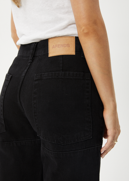 AFENDS Womens Moss - Denim Workwear Jean - Washed Black