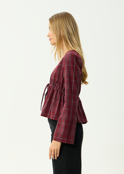 AFENDS Womens Eboni - Tie Top - Port