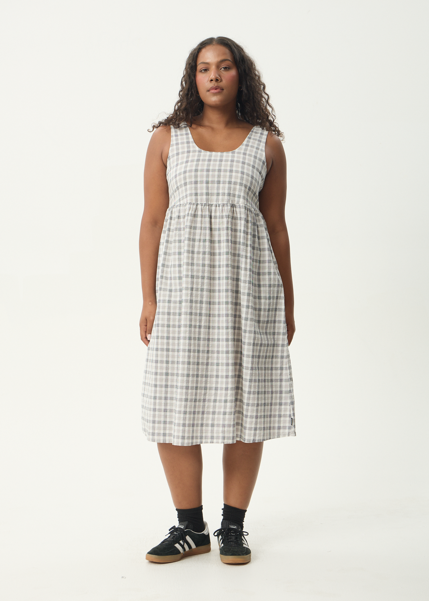 AFENDS Womens Leo - Seersucker Midi Dress - Black / White