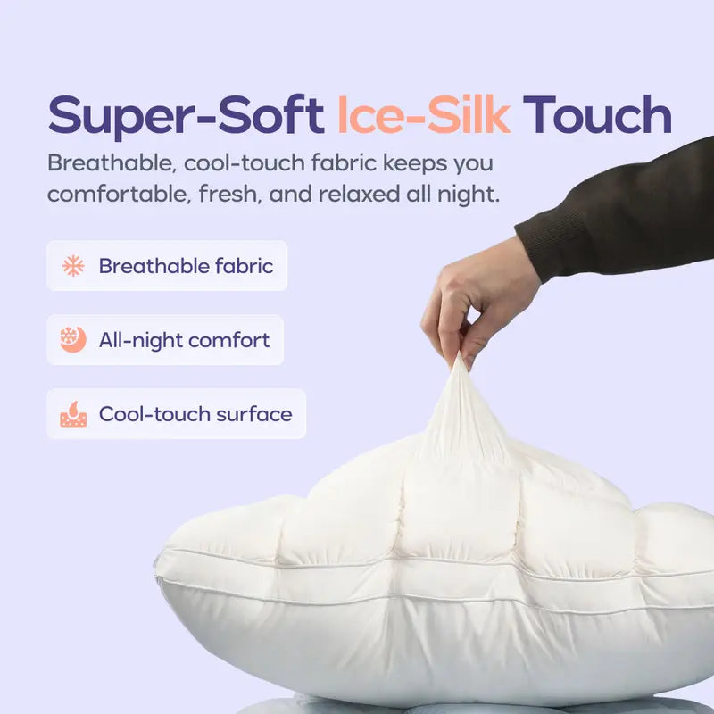 Cloud-Soft Cooling Pillow | Fluffy Puff-Grid Bed Pillow