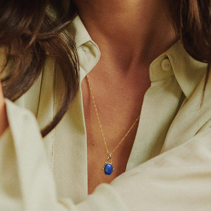 Amulet Lapis Necklace 18ct Gold Plate