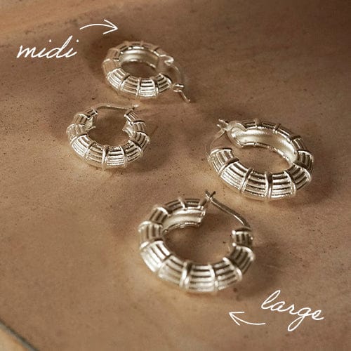 Apollo Hoop Earrings Layering Set Silver Plate