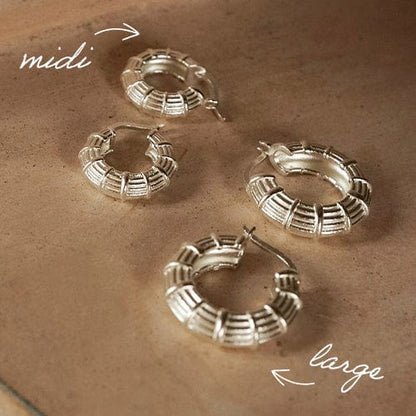 Apollo Midi Hoops Silver Plate