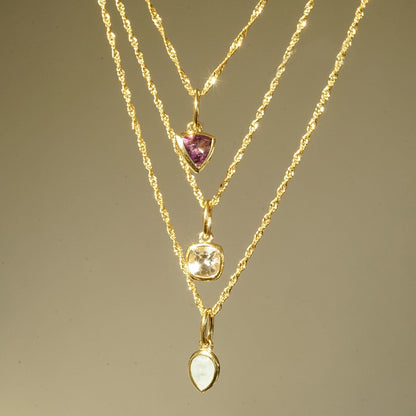 Aquamarine March Birthstone Charm Necklace 18ct Gold Plate