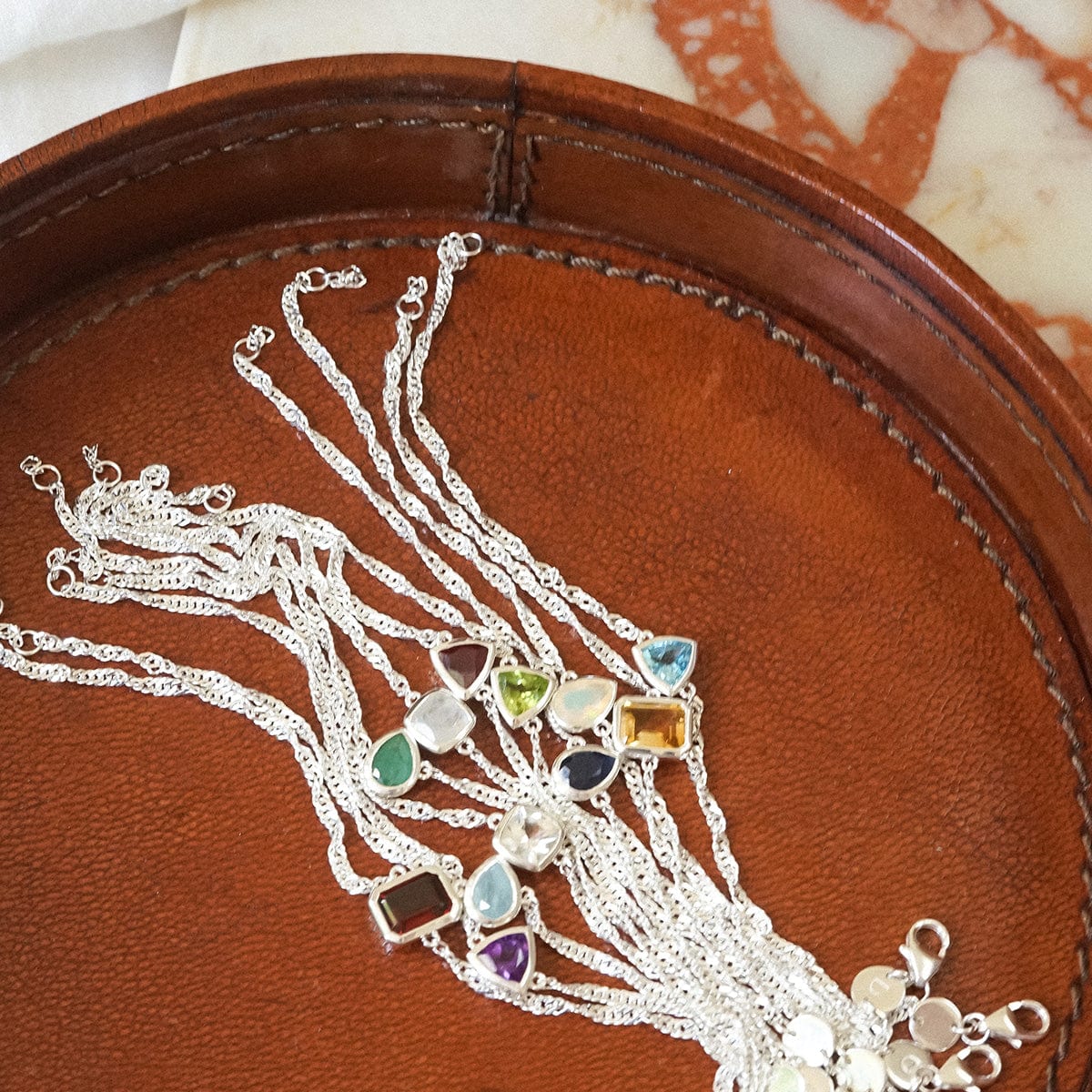 Birthstone Charm Bracelet Sterling Silver