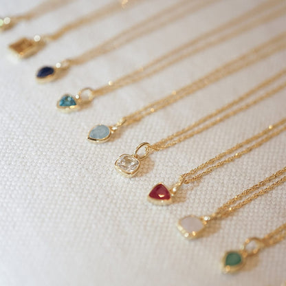 Birthstone Charm Necklace 18ct Gold Plate