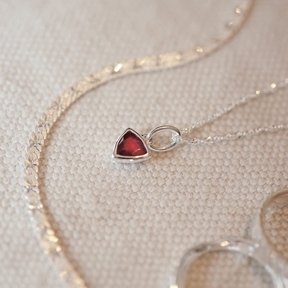Birthstone Charm Necklace Sterling Silver