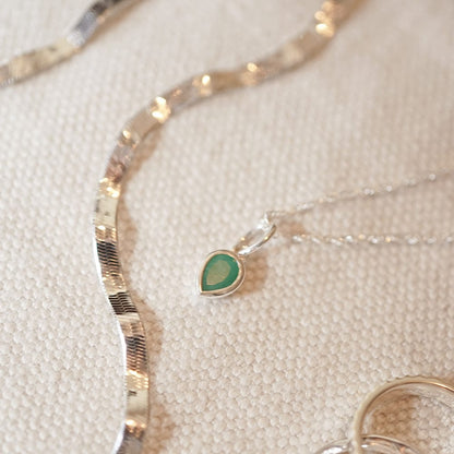 Birthstone Charm Necklace Sterling Silver