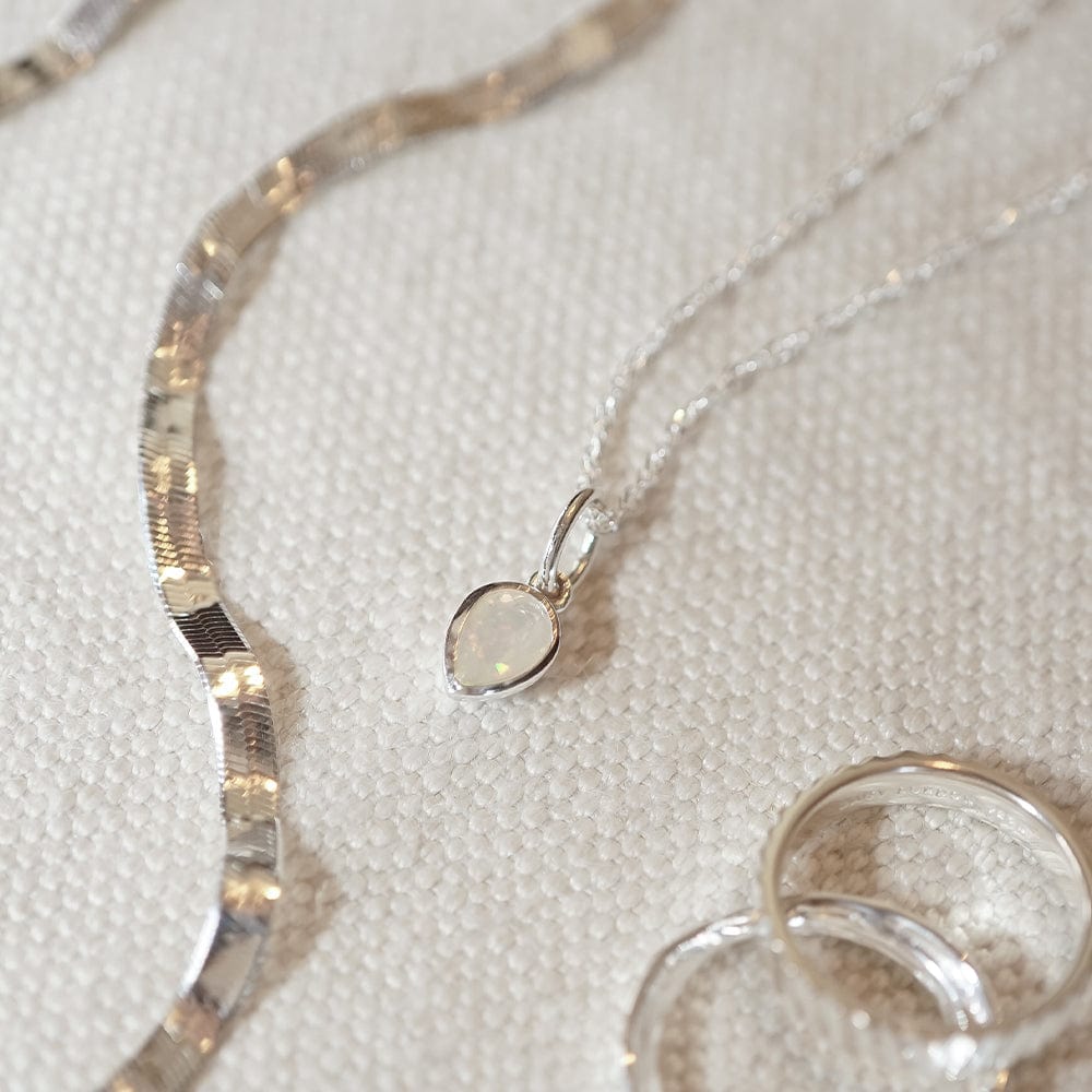Birthstone Charm Necklace Sterling Silver