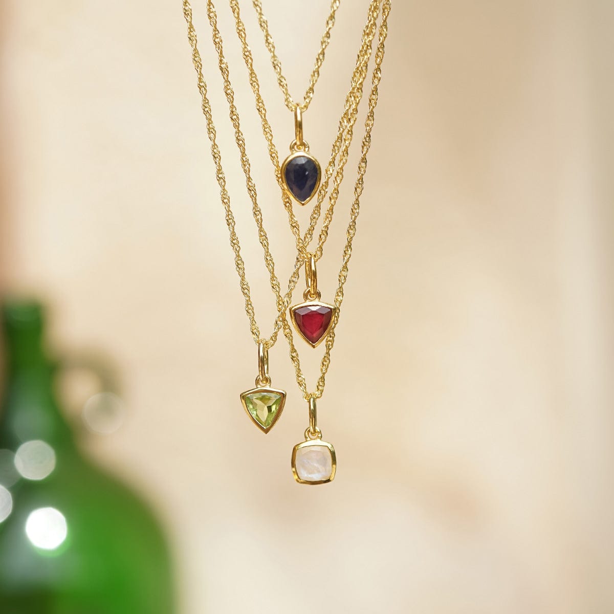 Birthstone Charm Pendant 18ct Gold Plate