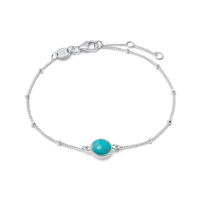 Turquoise Healing Stone Bobble Bracelet Sterling Silver