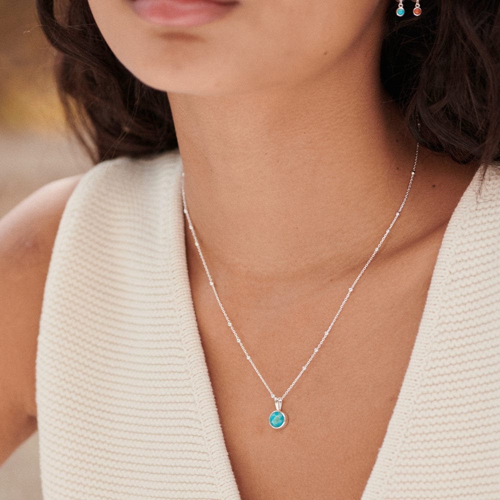 Turquoise Healing Stone Necklace Sterling Silver