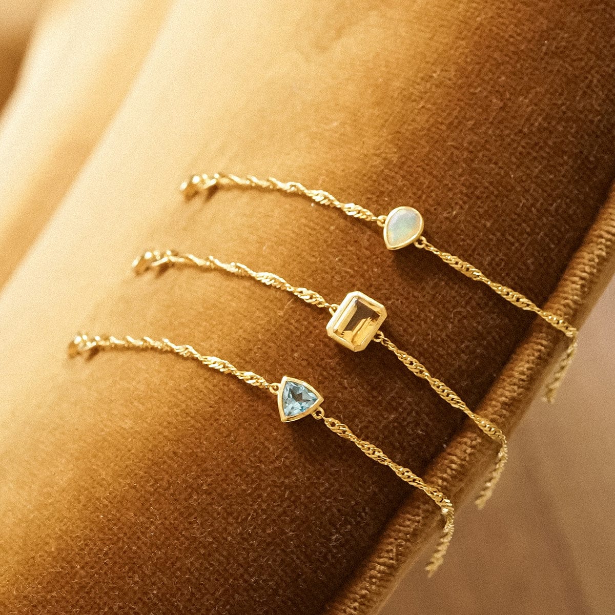 Citrine November Birthstone Charm Bracelet 18ct Gold Plate