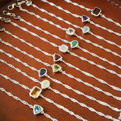 Citrine November Birthstone Charm Bracelet Sterling Silver