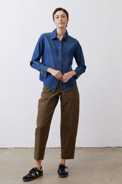 Denim Handkerchief With a Zipper Blouse