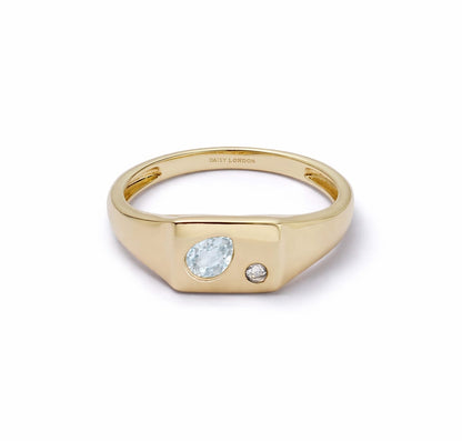 Estée Lalonde Birthstone Signet Ring 14ct Solid Gold