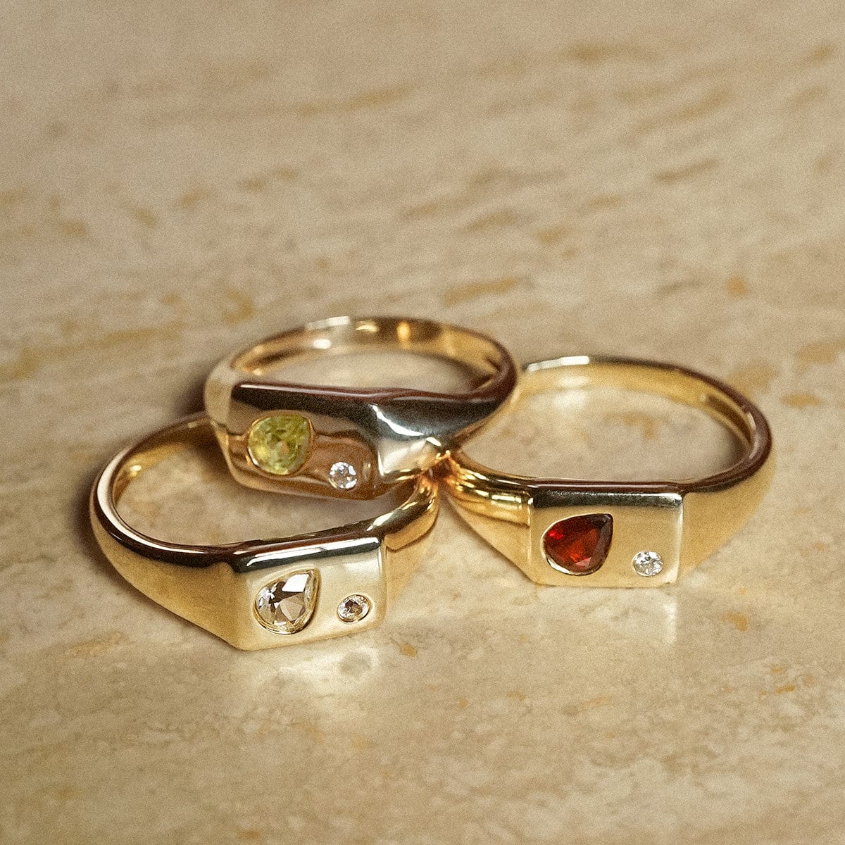 Estée Lalonde Birthstone Signet Ring 9ct Solid Gold
