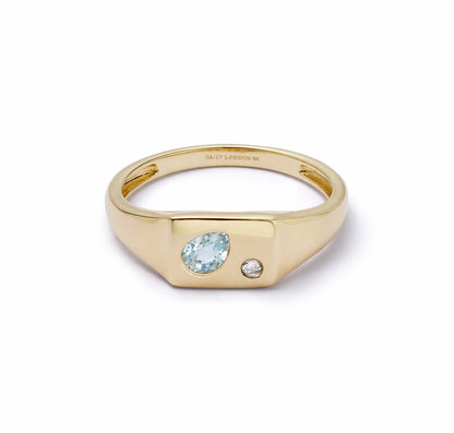 Estée Lalonde Birthstone Signet Ring 9ct Solid Gold