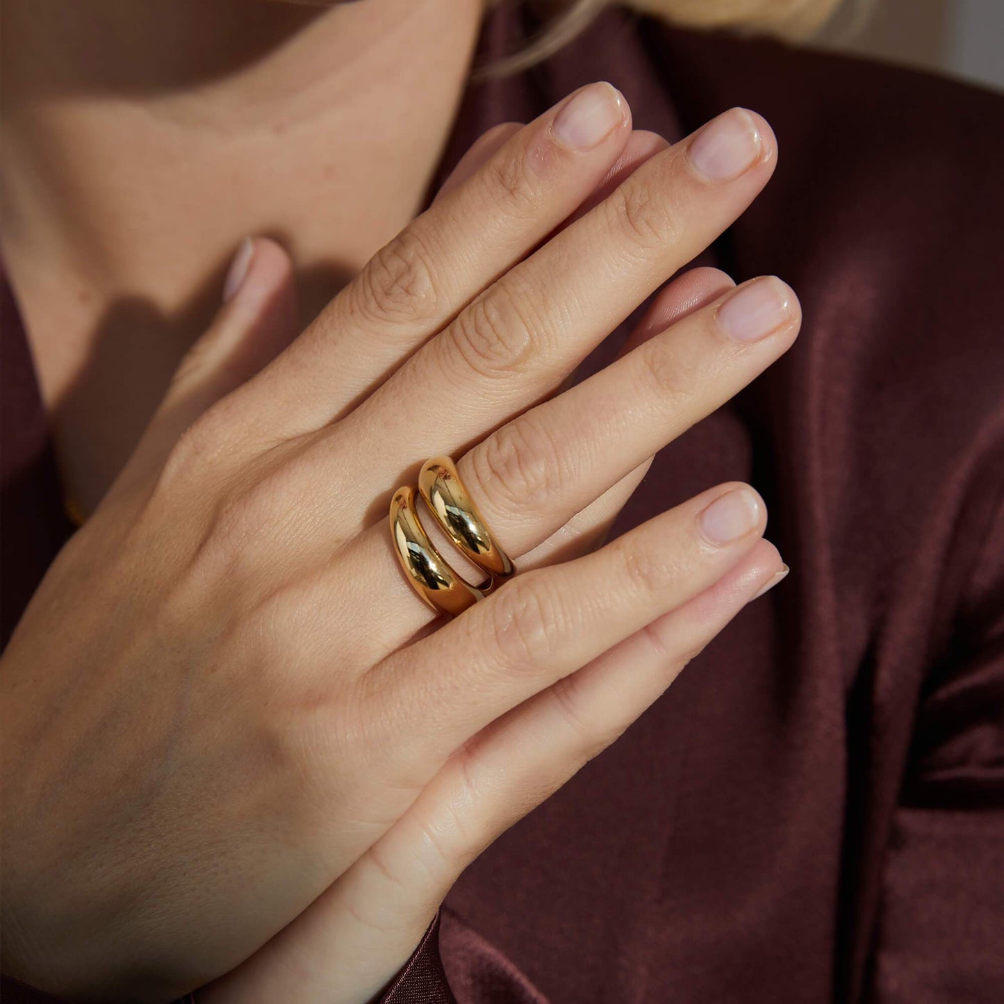 Estée Lalonde Duo Dome Layering Set 18ct Gold Plate