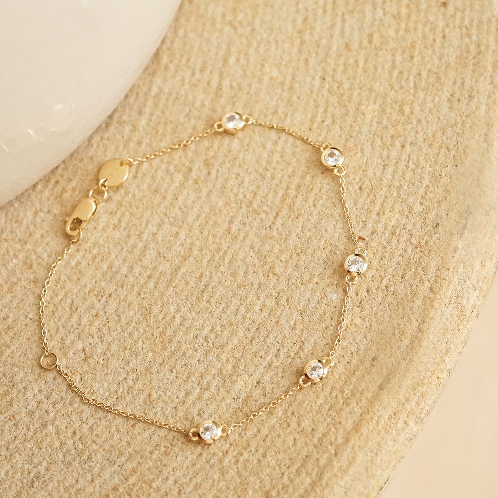 Estée Lalonde Fine Round Sapphire Station Bracelet 14ct Solid Gold