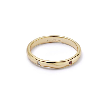 Estée Lalonde Garnet & Sapphire Band Ring 18ct Gold Plate