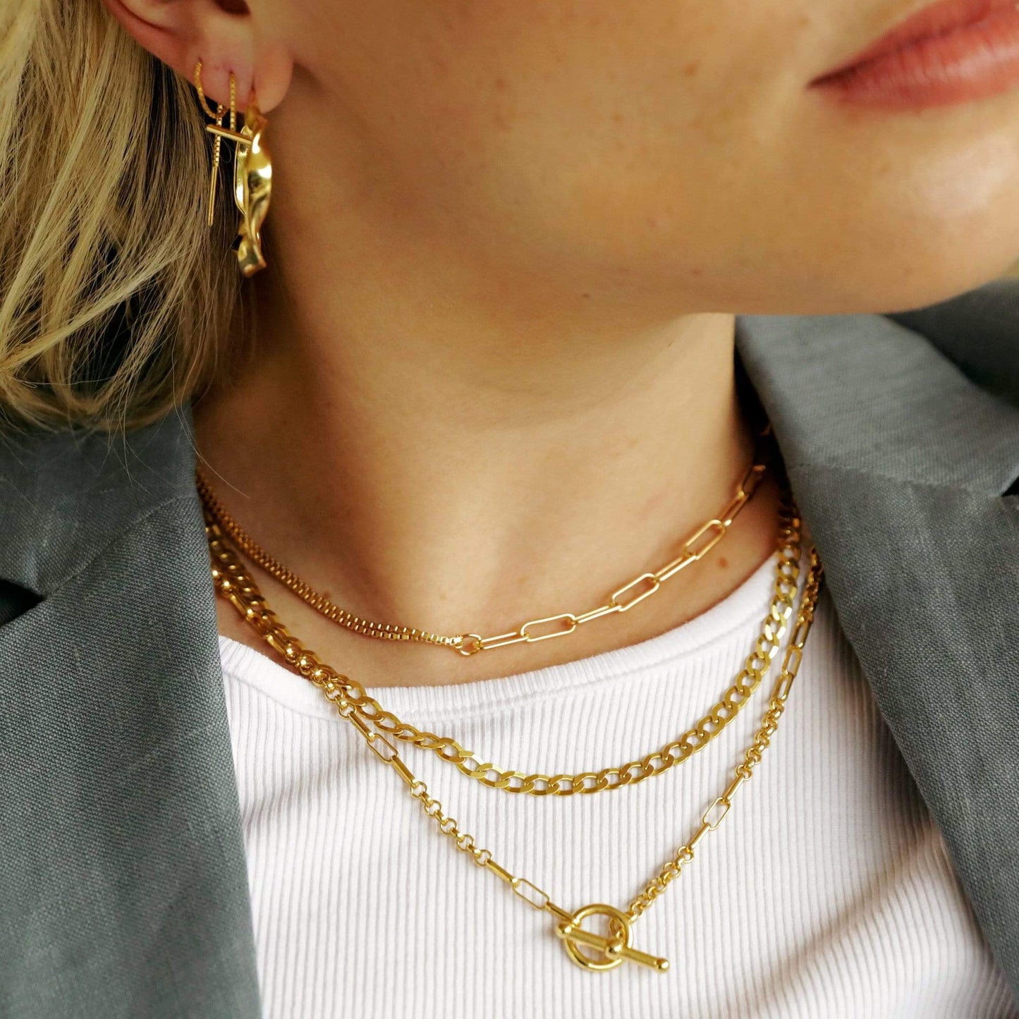 Estée Lalonde Interlock Chain Necklace 18ct Gold Plate
