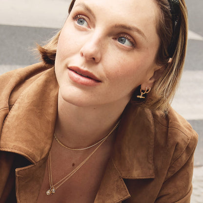 Estée Lalonde T Bar Charm Earrings 18ct Gold Plate