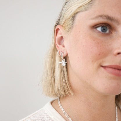 Estée Lalonde T Bar Charm Earrings Sterling Silver