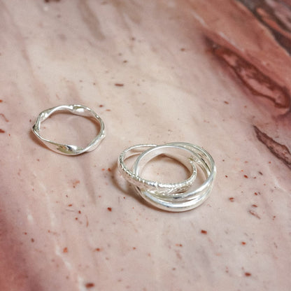 Estée Lalonde Trinity Ring Stack Sterling Silver