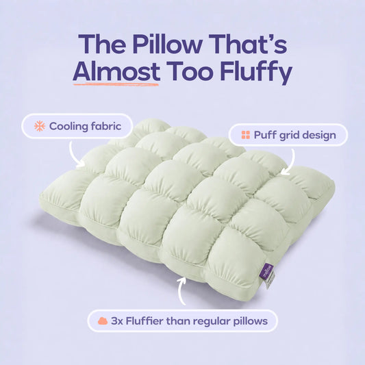 Cloud-Soft Cooling Pillow | Fluffy Puff-Grid Bed Pillow