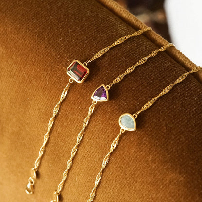Garnet January Birthstone Charm Bracelet 18ct Gold Plate