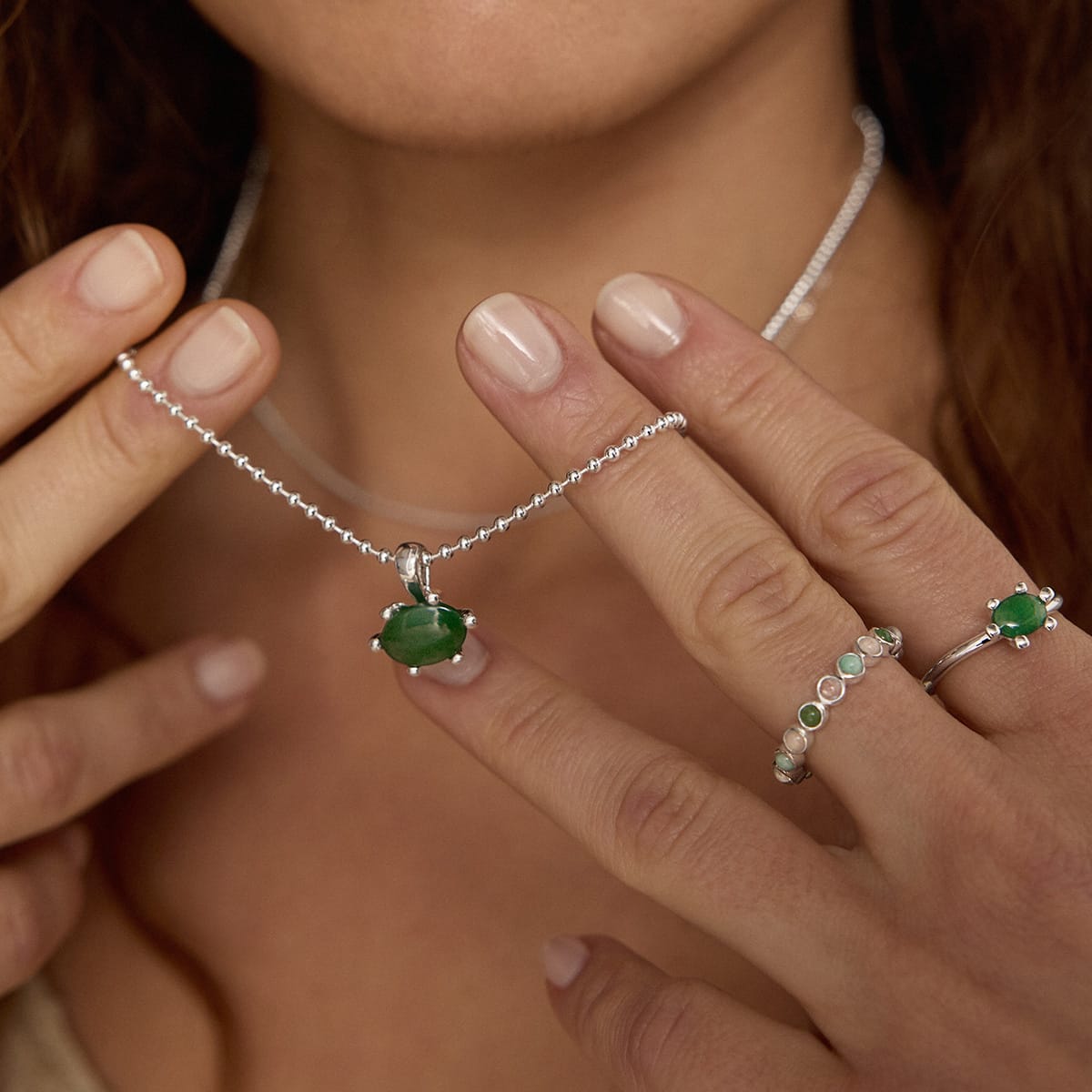 Green Aventurine Claw Ring Sterling Silver