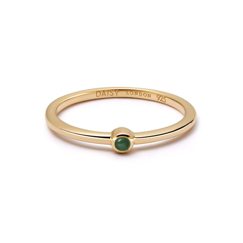 Green Aventurine Healing Stone Ring 18ct Gold Plate