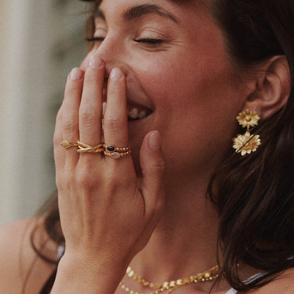 Healing Stone Bobble Ring 18ct Gold Plate