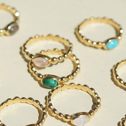 Healing Stone Bobble Ring 18ct Gold Plate