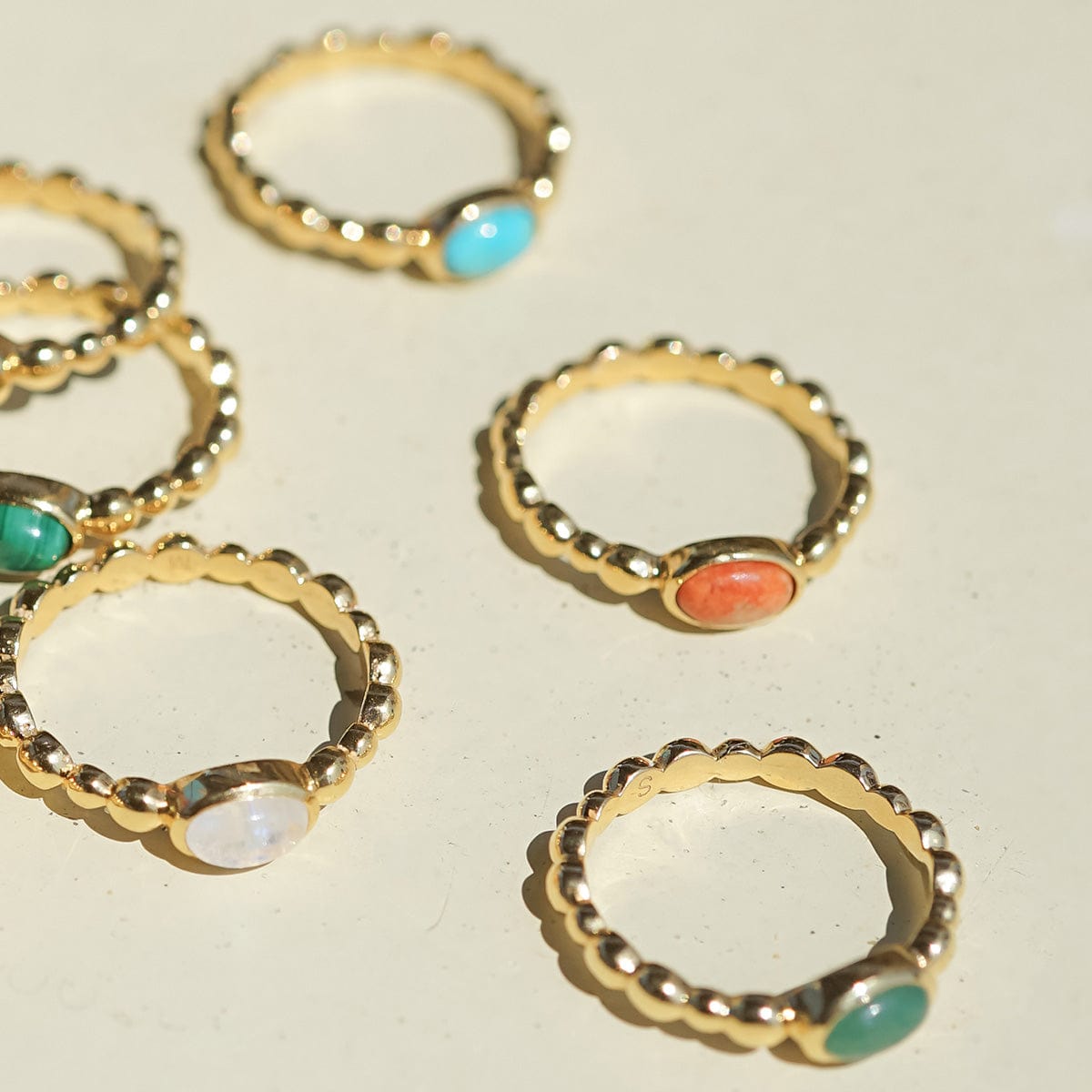 Healing Stone Bobble Ring 18ct Gold Plate
