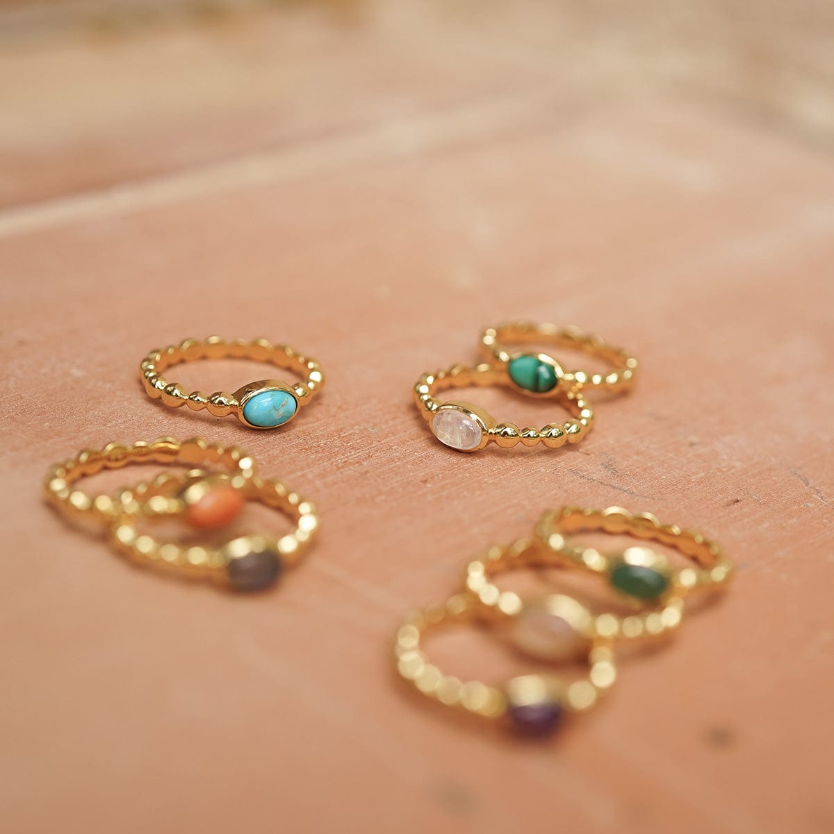 Healing Stone Bobble Ring 18ct Gold Plate