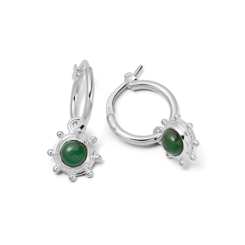 Green Aventurine Healing Stone Charm Earrings Sterling Silver