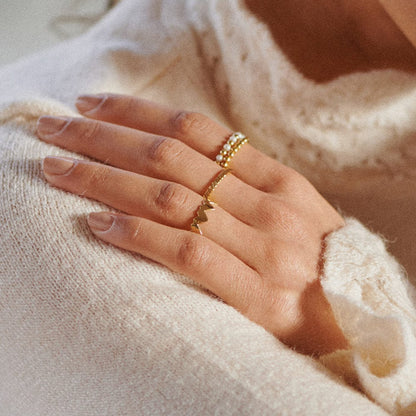 Heart Crown Band Ring 18ct Gold Plate