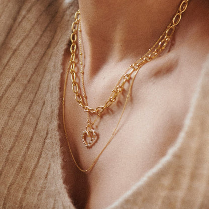 Heart Pearl Pendant Necklace 18ct Gold Plate
