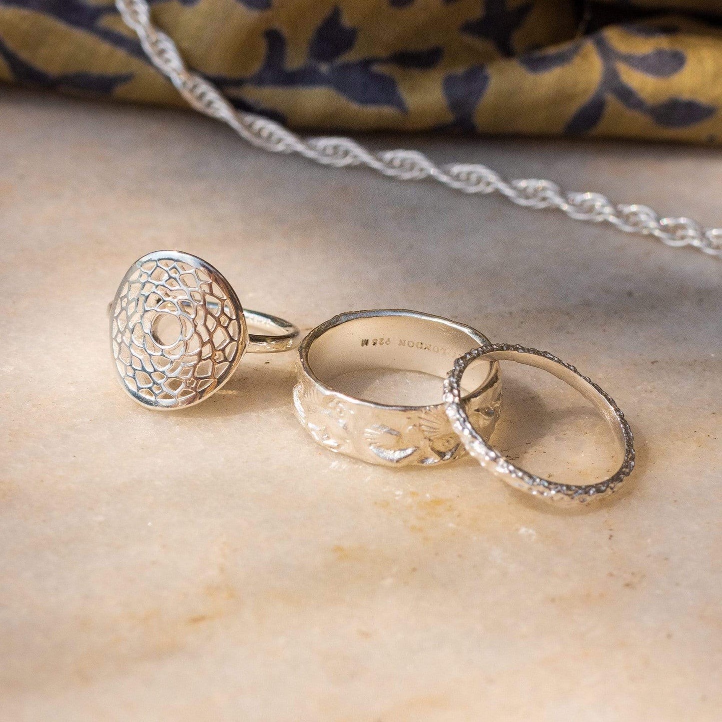 Coral Stacking Ring Sterling Silver