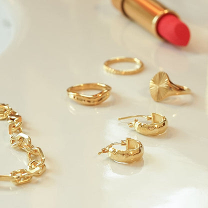 Mini Textured Hoop Earrings 18ct Gold Plate