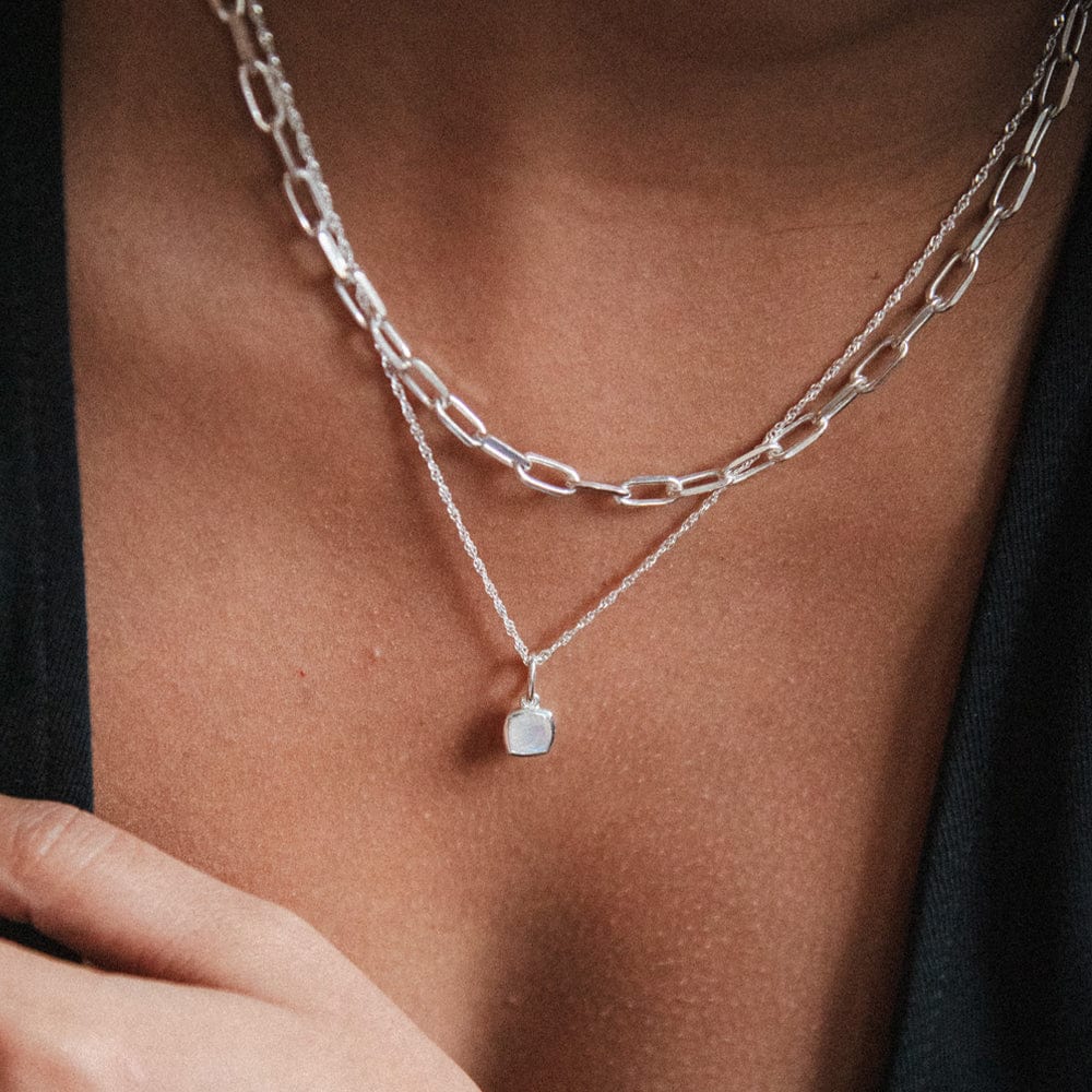 Moonstone June Birthstone Charm Pendant Sterling Silver