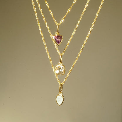 Opal October Birthstone Charm Pendant 18ct Gold Plate