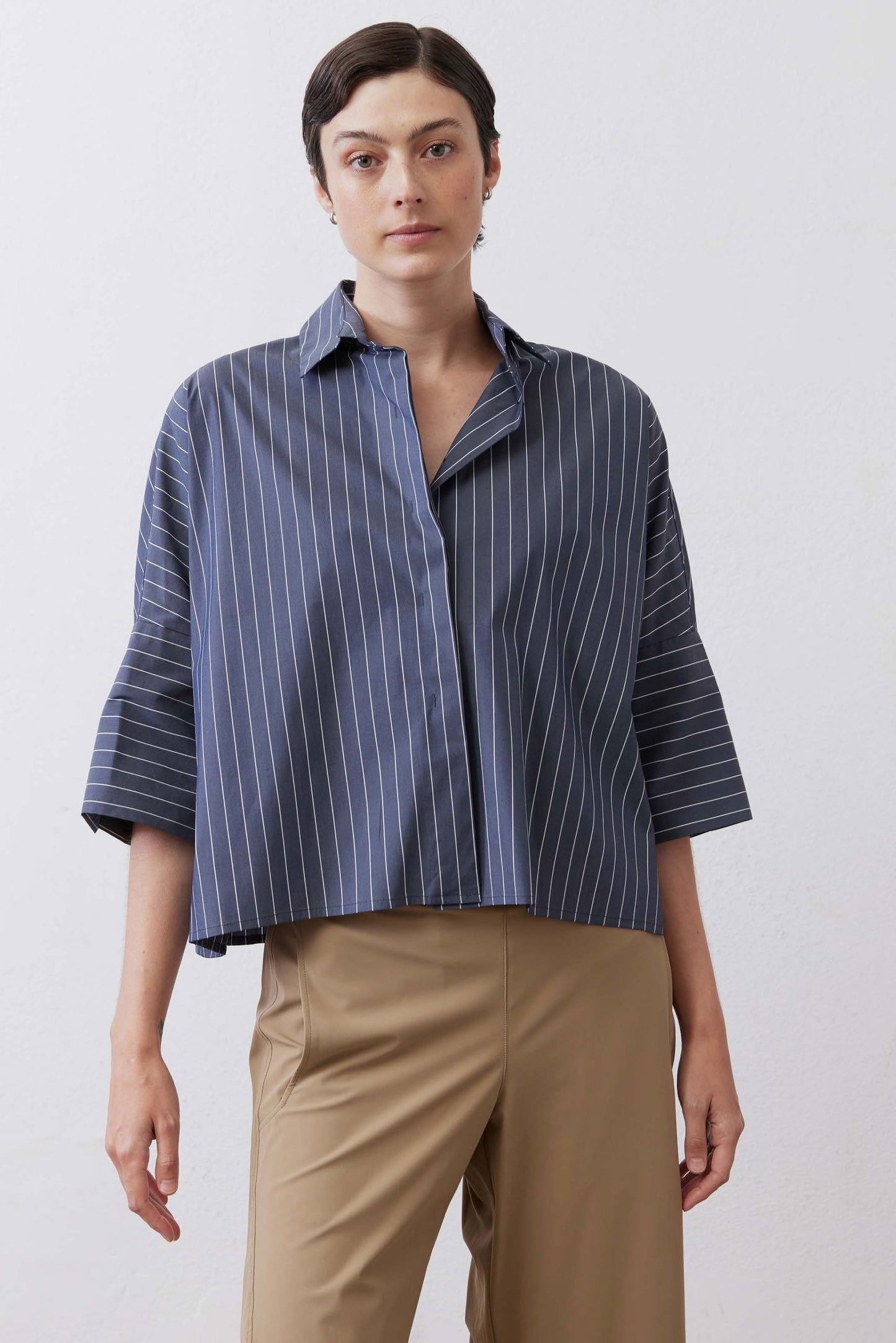 Oversized Cropped Button Up