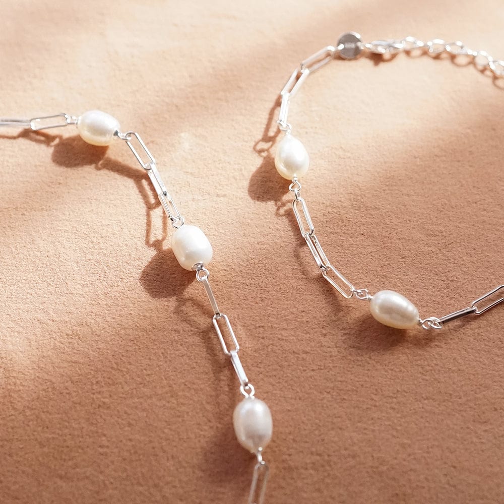 Pearl Chunky Chain Necklace Sterling Silver