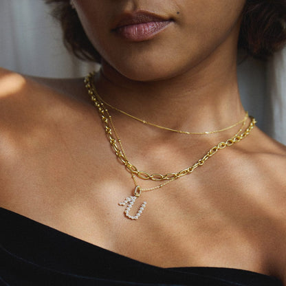 Pearl Initial Charm Pendant 18ct Gold Plate